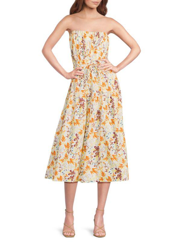 A.L.C. Clark Print Bandeau Midi Dress