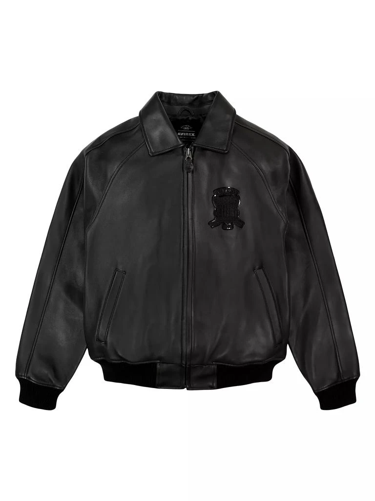 Avirex Black Icon Leather Bomber Jacket 1