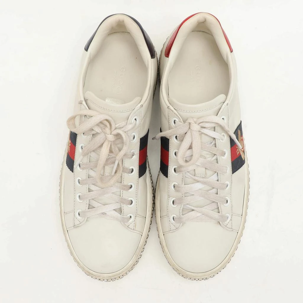 Gucci Gucci White Leather And Bee Web Detail New Ace Crystal Embellished Platform Sneakers Size 37 3