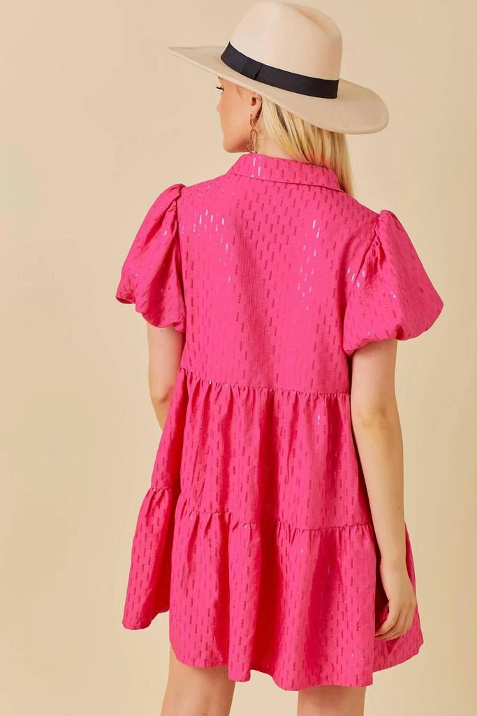 Main Strip Sparkle Sequin Babydoll Dress In Pink 5