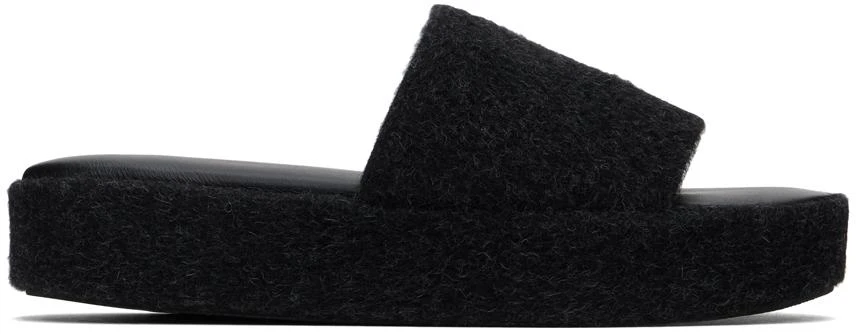 LAUREN MANOOGIAN Black Brushed Platform Sandals 1