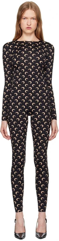MARINE SERRE Black Recycled Jersey Moon Catsuit 1