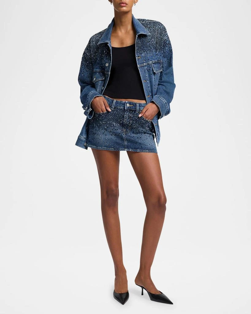 7 For All Mankind Elena Rhinestone Denim Mini Skirt 2