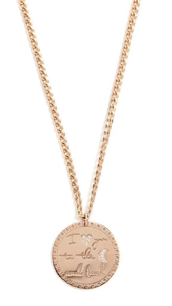 Zoe Chicco 14k Large "I Love You to the Moon & Back" Mantra on Small Curb Chain Necklace 4