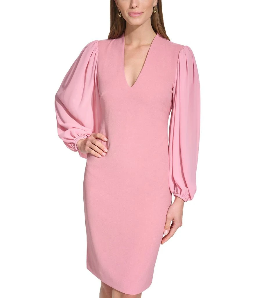 Stretch Crepe Bodycon Dress With Chiffon Balloon Sleeves  On Sale Now with  Up to 8% Off | Discover Exclusive Deals & Savings at BeyondStyle   Authentic Vince Camuto zappos.com|Women|dresses|clothing|stretch crepe  bodycon