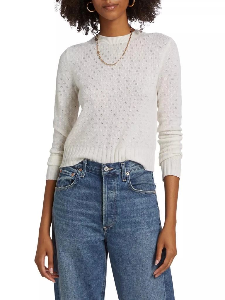 Guest in Residence Shrunken Pointelle Cashmere Crewneck Sweater 3