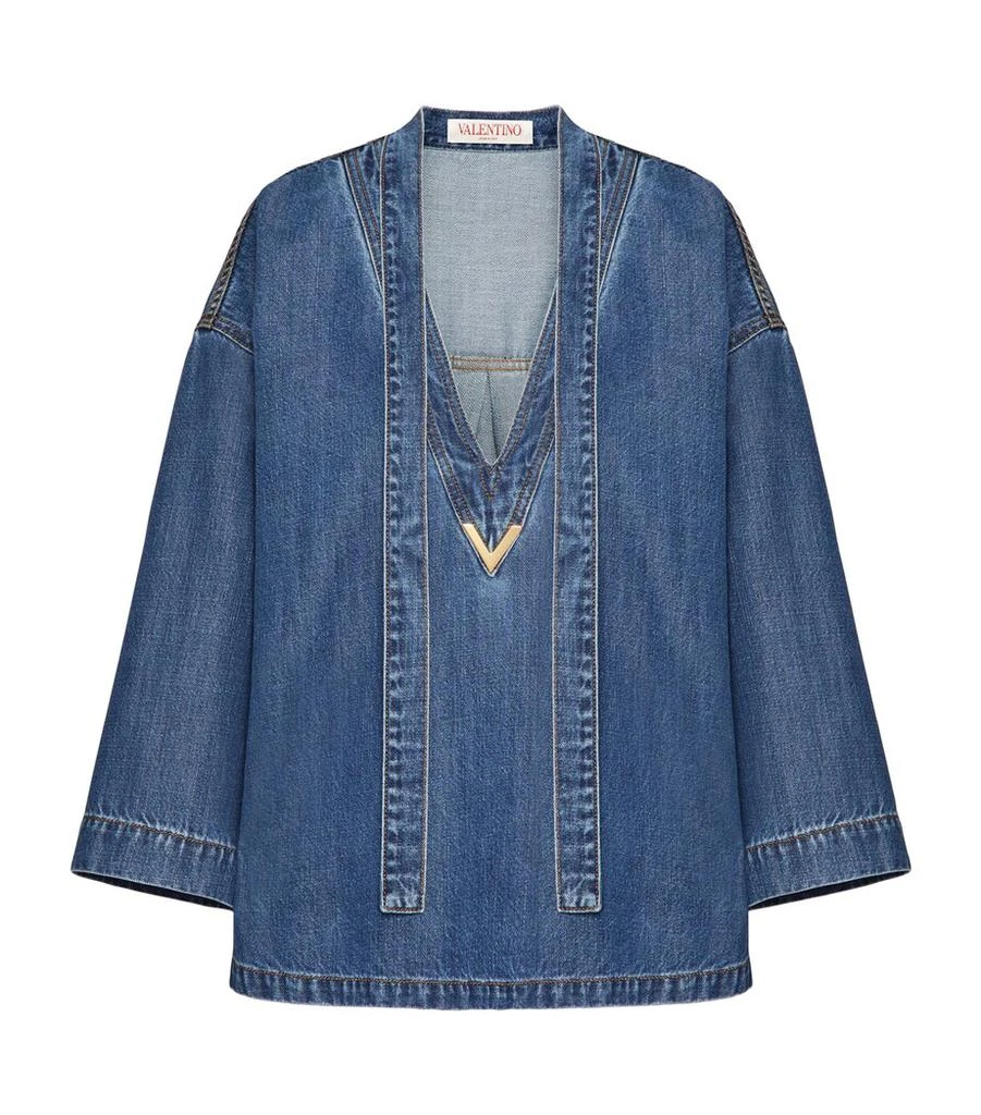 Valentino Denim V-Neck Shirt 1