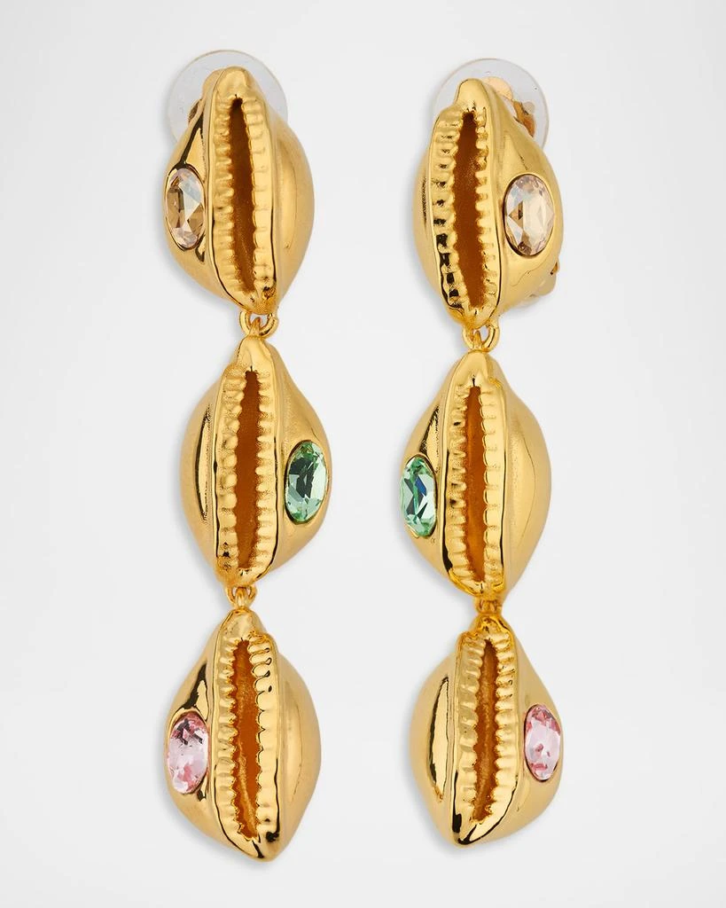 Oscar de la Renta Cowrie Shell Clip-On Drop Earrings