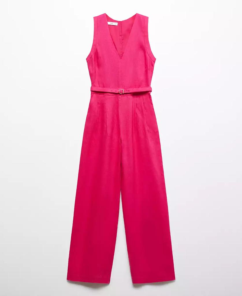 MANGO(マンゴ)☆Belt linen jumpsuit☆SNS大人気 Mango Women's Belt Linen Jumpsuit - Jumpsuits - Free