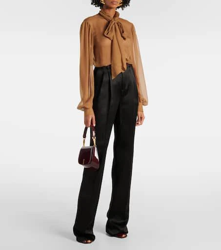 Yves Saint Laurent Tie-neck silk chiffon blouse 2