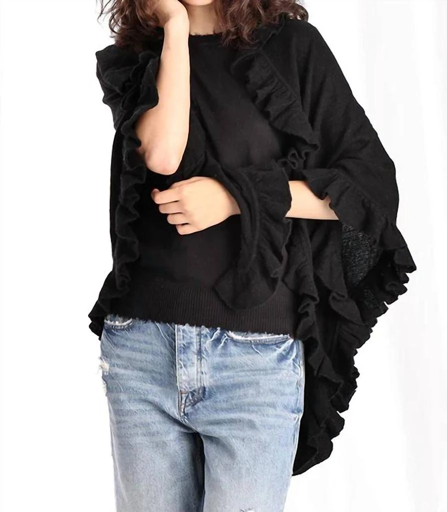 Minnie Rose Minnie Rose - Cotton Cashmere Ruffle Shawl 1