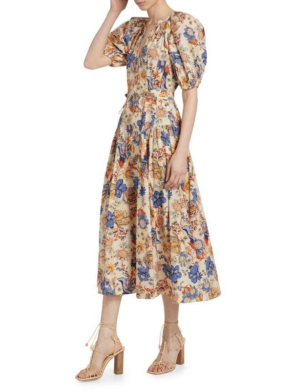 Ulla Johnson Carina Floral Cotton Tie-Waist Midi-Dress 3
