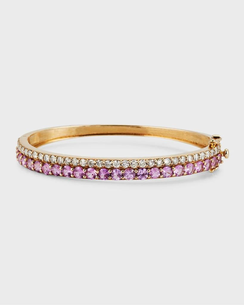 Siena Jewelry 14K Yellow Gold Pink Sapphire Diamond Bar Bangle Bracelet