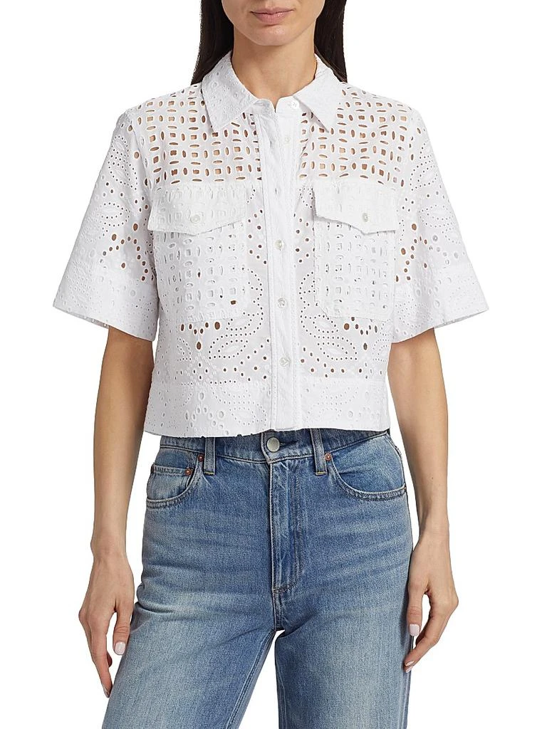 VERONICA BEARD Spruce Eyelet Cotton Top 3