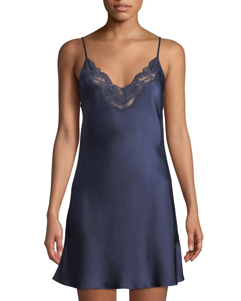 Christine Lingerie Bijoux Lace-Trim Silk Chemise 1