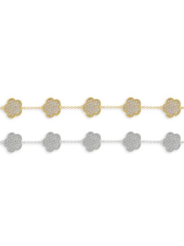 JanKuo Flower 2-Piece Cubic Zirconia Pave Bracelet Set 2