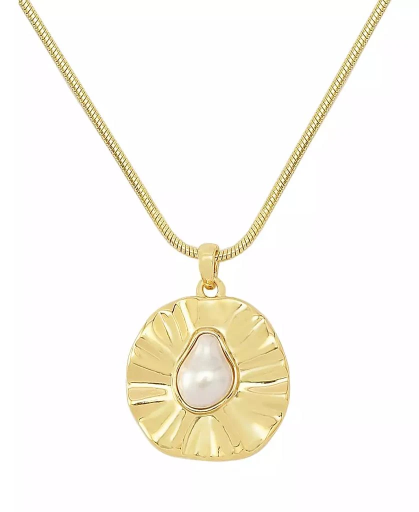 Robert Lee Morris Faux Cultivated Pearl Textured Coin Pendant Necklace 2