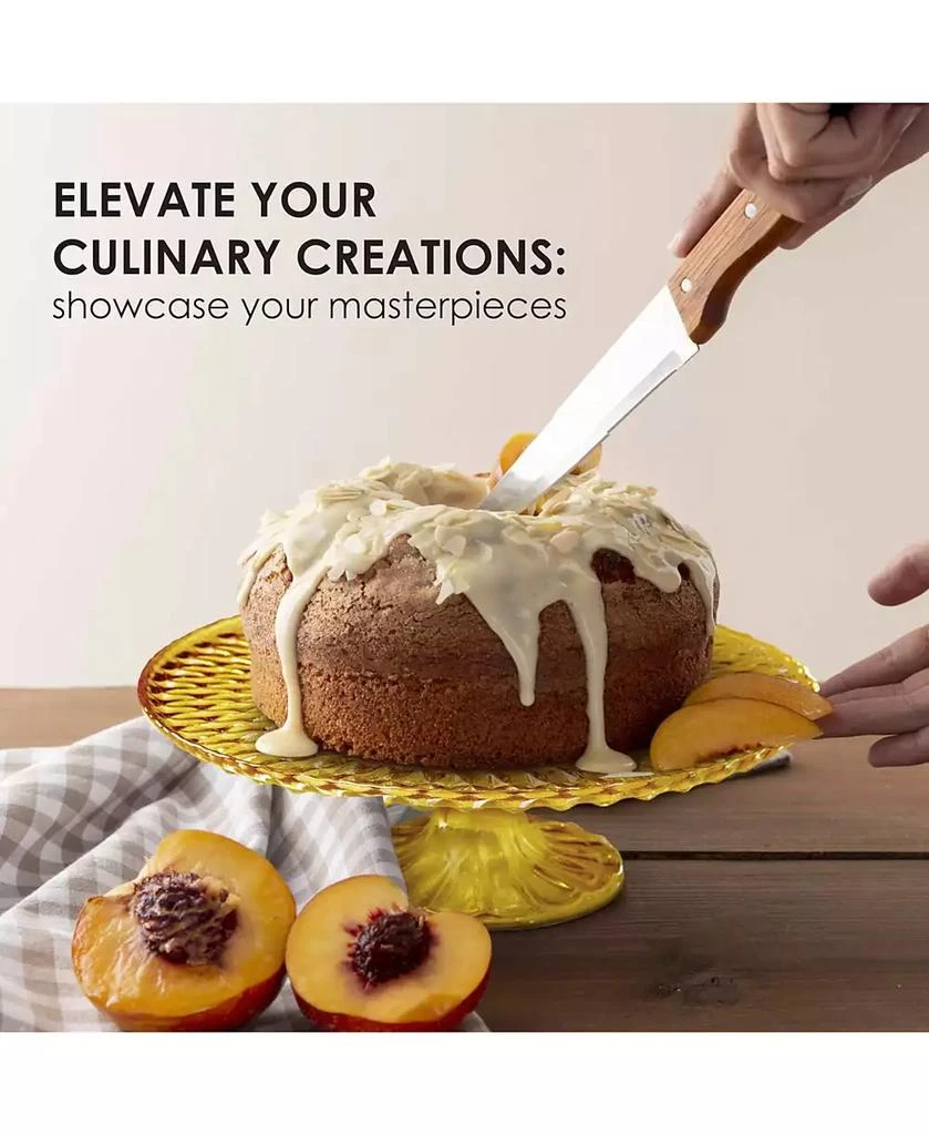 Amici Home Rochester Footed Glass Cake Stand - Amber 7