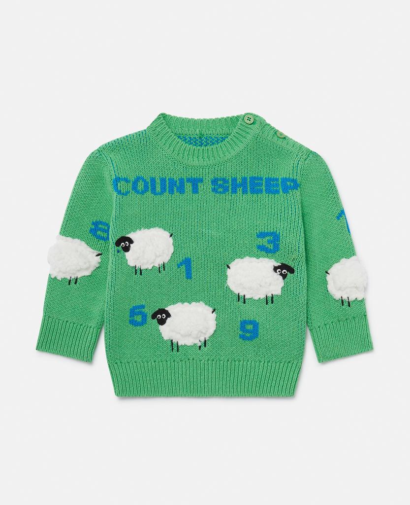 Stella McCartney Stella McCartney - Sheep Embroidered Jumper, Woman, Green, Size: 24m
