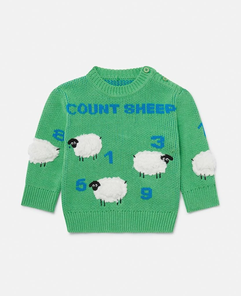 Stella McCartney Stella McCartney - Sheep Embroidered Jumper, Woman, Green, Size: 24m 1