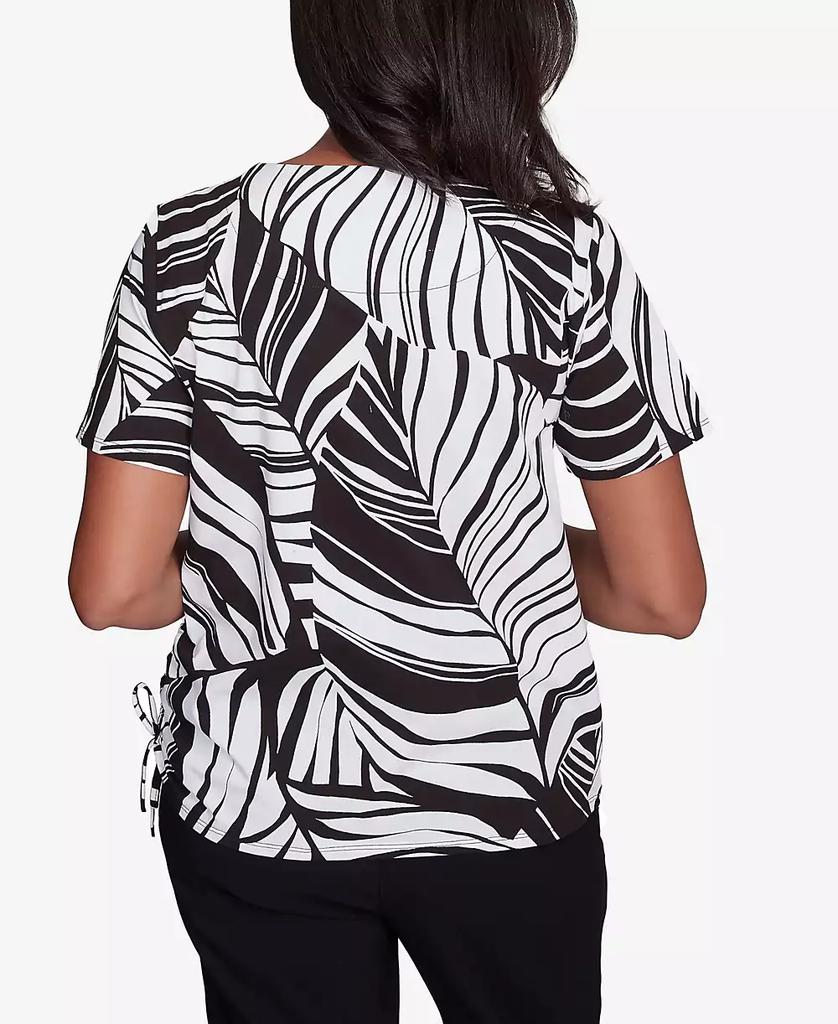 Alfred Dunner Petite  Twisted Leaves with Side Tie Top