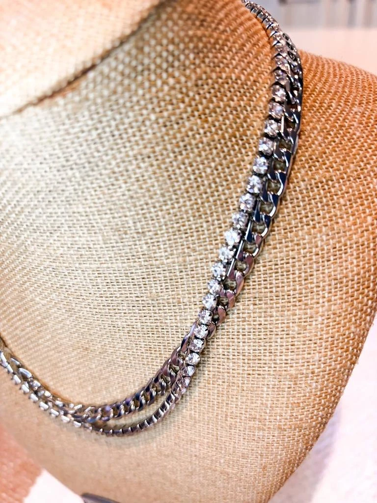 FAME ACCESSORIES Fame Accessories - Women
s Layered Rhinestone Chain Link Necklace 3