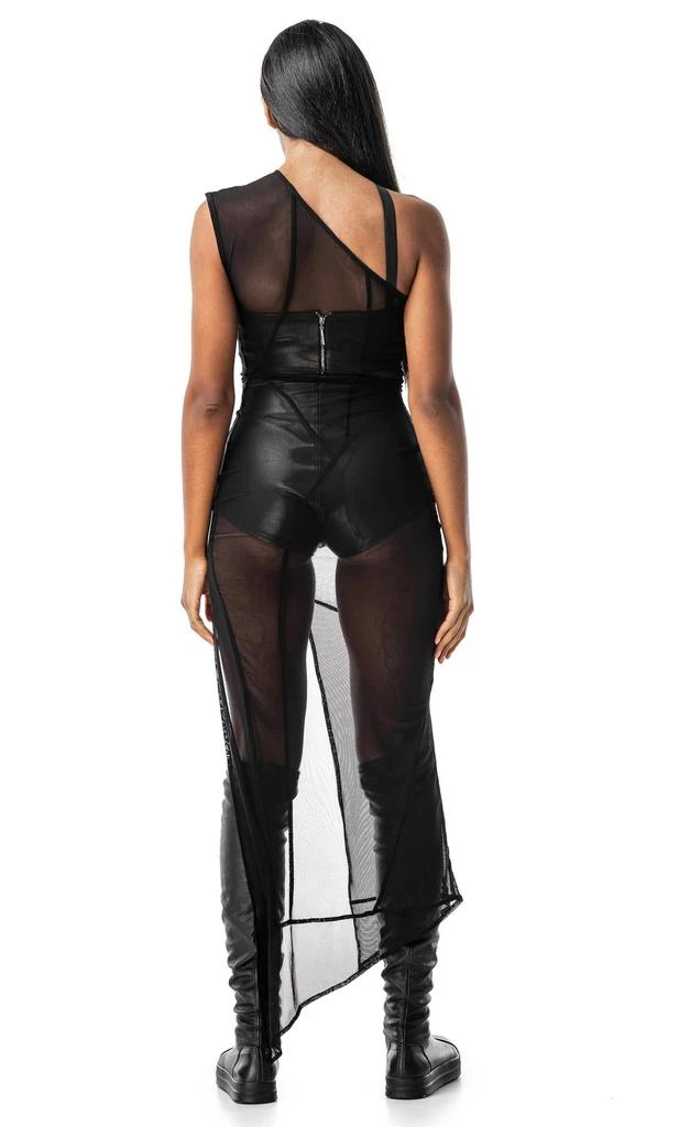 Mdnt45 Skia One Shoulder Sheer Dress In Black 5