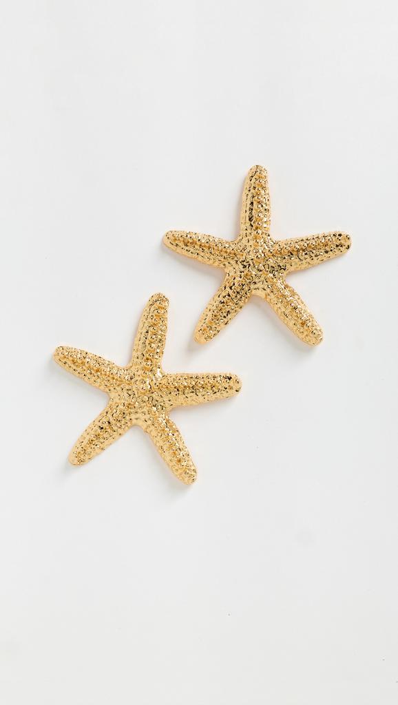 Kenneth Jay Lane Oversized Textured Gold Starfish Post Earrings