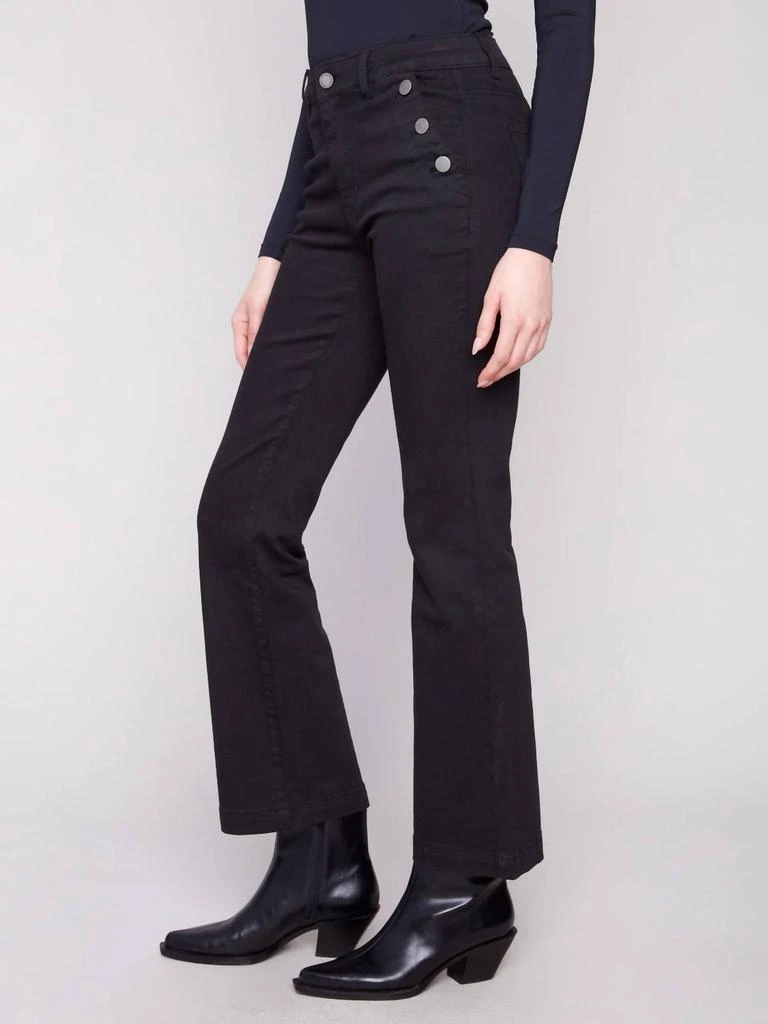 CHARLIE B Charlie B - Flare Leg Stretch Twill Pants With Buttons 3