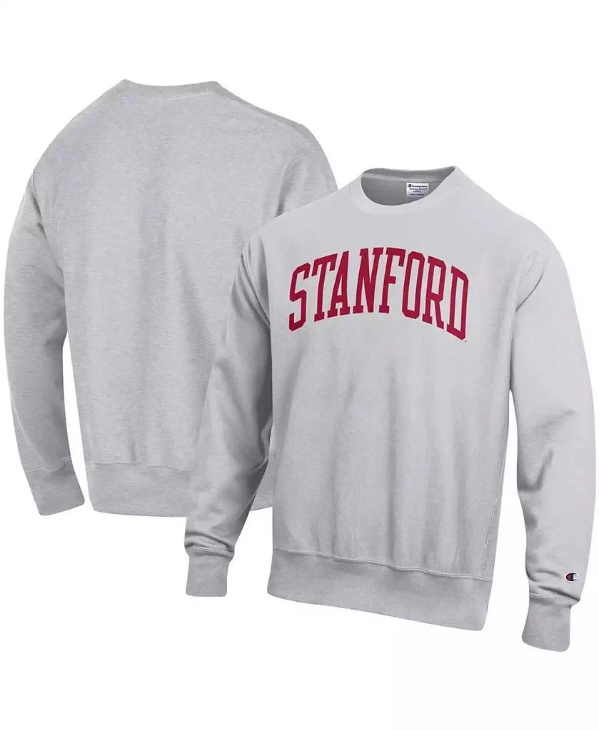 Champion Men's Heathered Gray Stanford Cardinal Arch Reverse Weave Pullover Sweatshirt 1