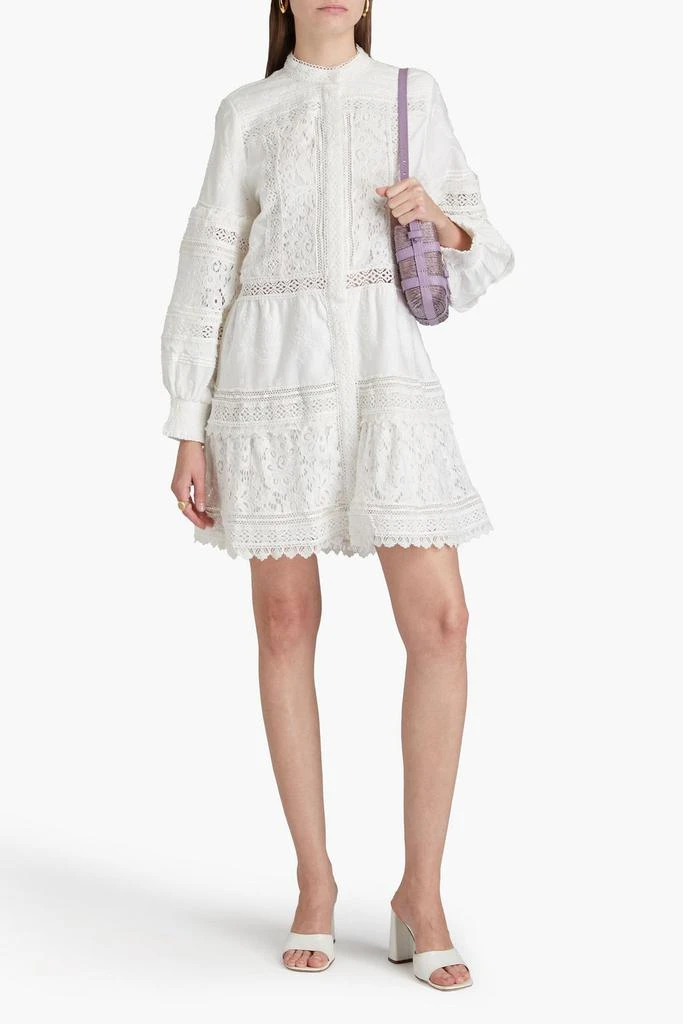 Alice + Olivia Lace-paneled embroidered cotton mini dress 2