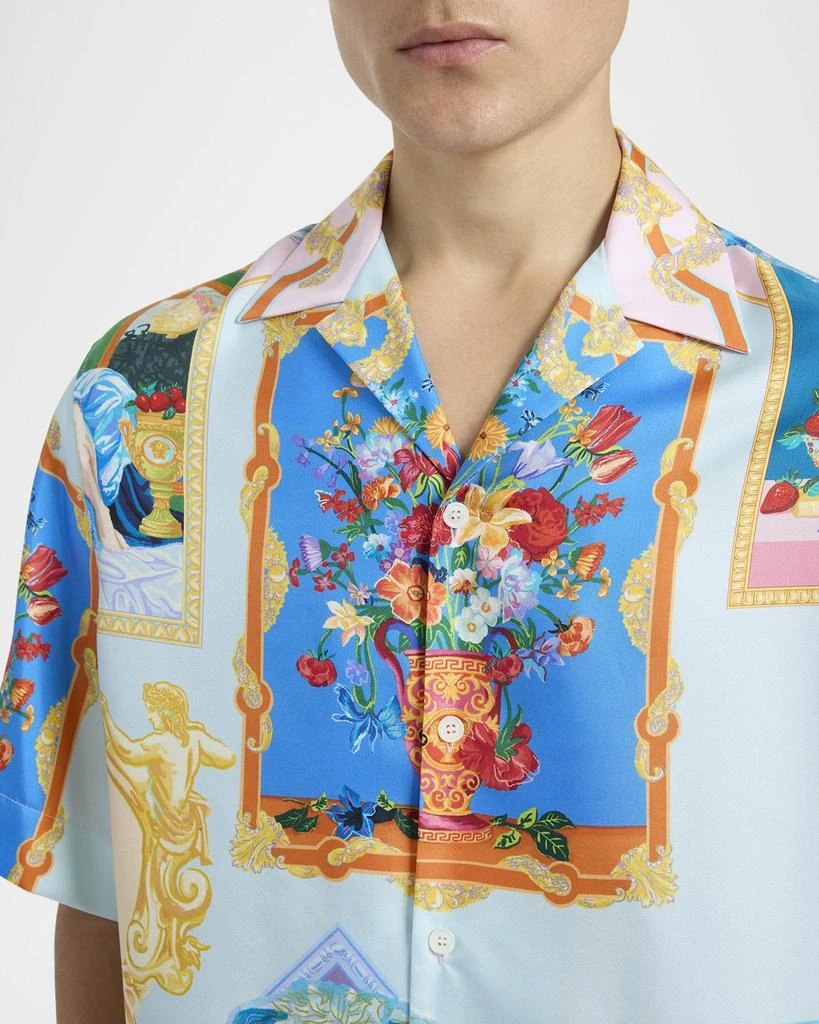 Versace Men's Gallery-Print Twill Camp Shirt 6