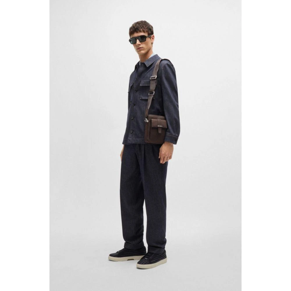 Hugo Boss Leather reporter bag with branded trims 2