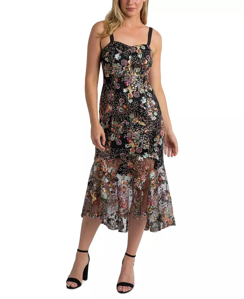 Sam Edelman Women's Floral Sequence Mermaid Midi Dress 1
