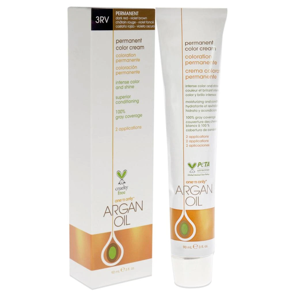 One n Only Argan Oil Permanent Color Cream - 3RV Dark Red Violet Brown by  for Unisex - 3 oz Hair Color 3