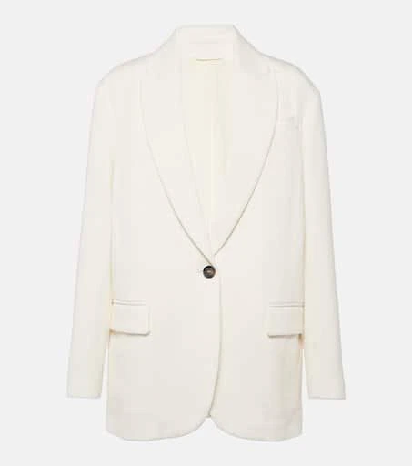 Brunello Cucinelli Herringbone cotton and linen blazer 1