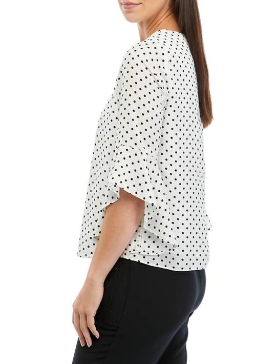 Kasper Womens Ruffle Sleeve Blouse 3