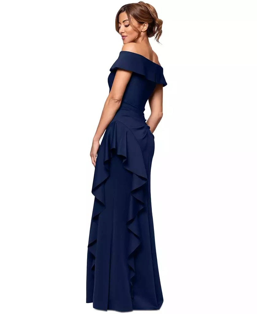 XSCAPE Women's Off-The-Shoulder Ruffled Side-Slit Gown 3