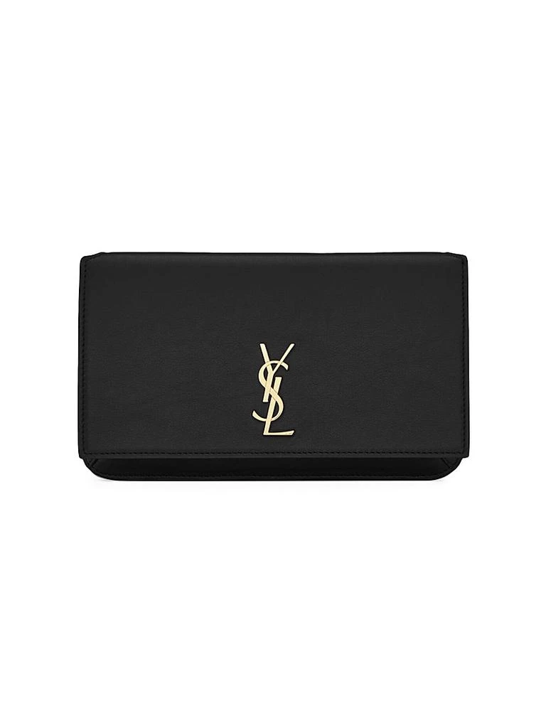 Yves Saint Laurent Cassandre Phone Holder with Strap in Smooth Leather 4