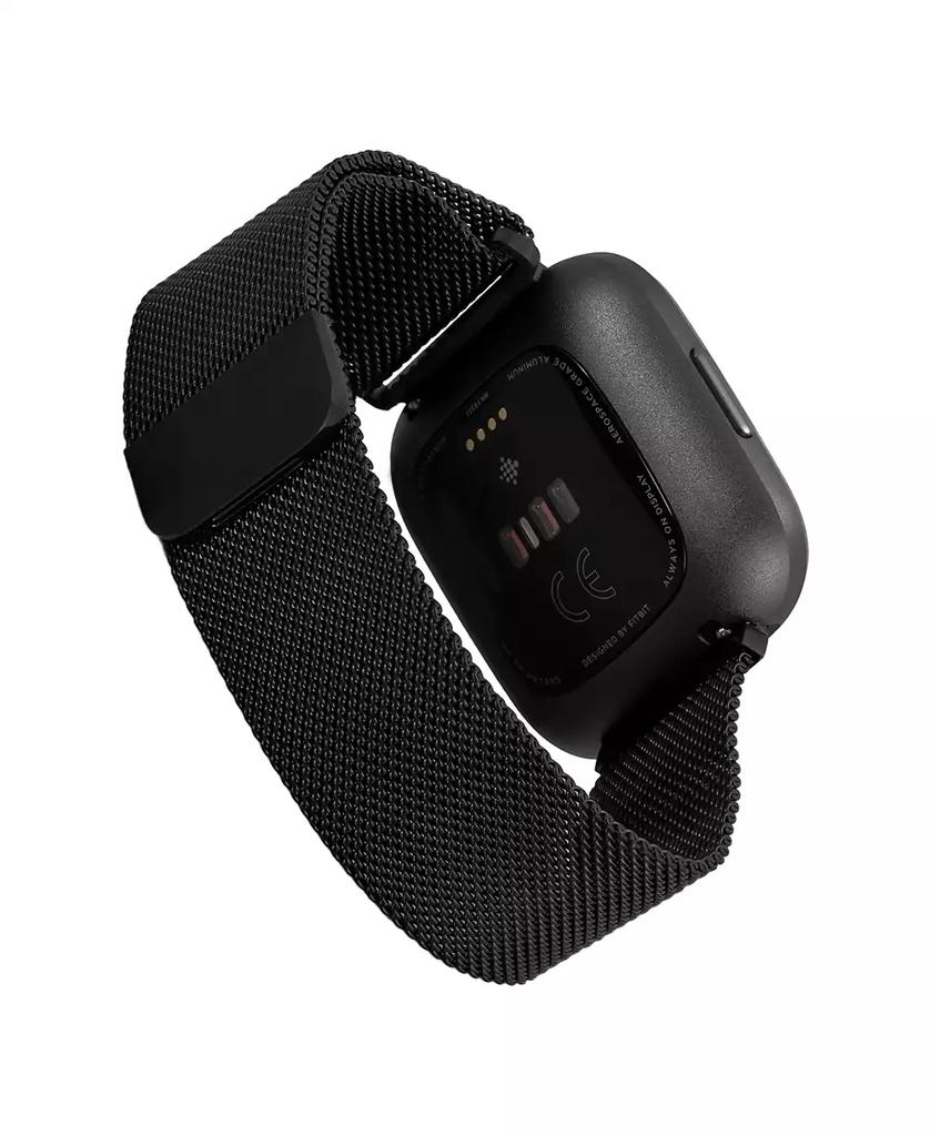 WITHit Black Stainless Steel Mesh Band designed for Fitbit Versa, Versa 2 and Versa Lite