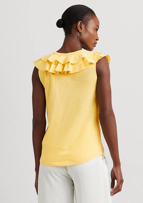 Ralph Lauren Ralph Lauren Ruffle Trim Slub Jersey Sleeveless T Shirt