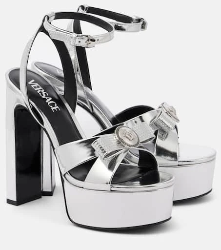Versace Gianni Ribbon 140 metallic leather sandals 1