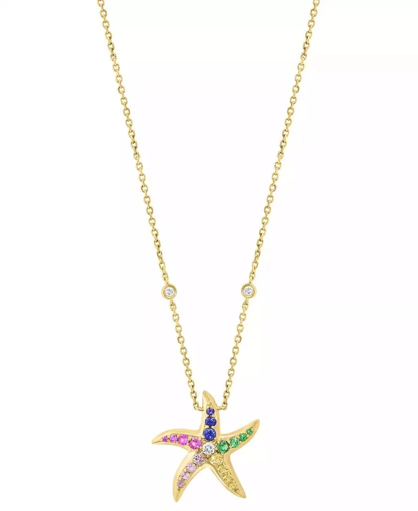 Effy EFFY® Multi-Gemstone (5/8 ct. t.w.) & Diamond (1/8 ct. t.w.) Starfish Pendant Necklace in 14k Gold, 18" + 1" extender 3