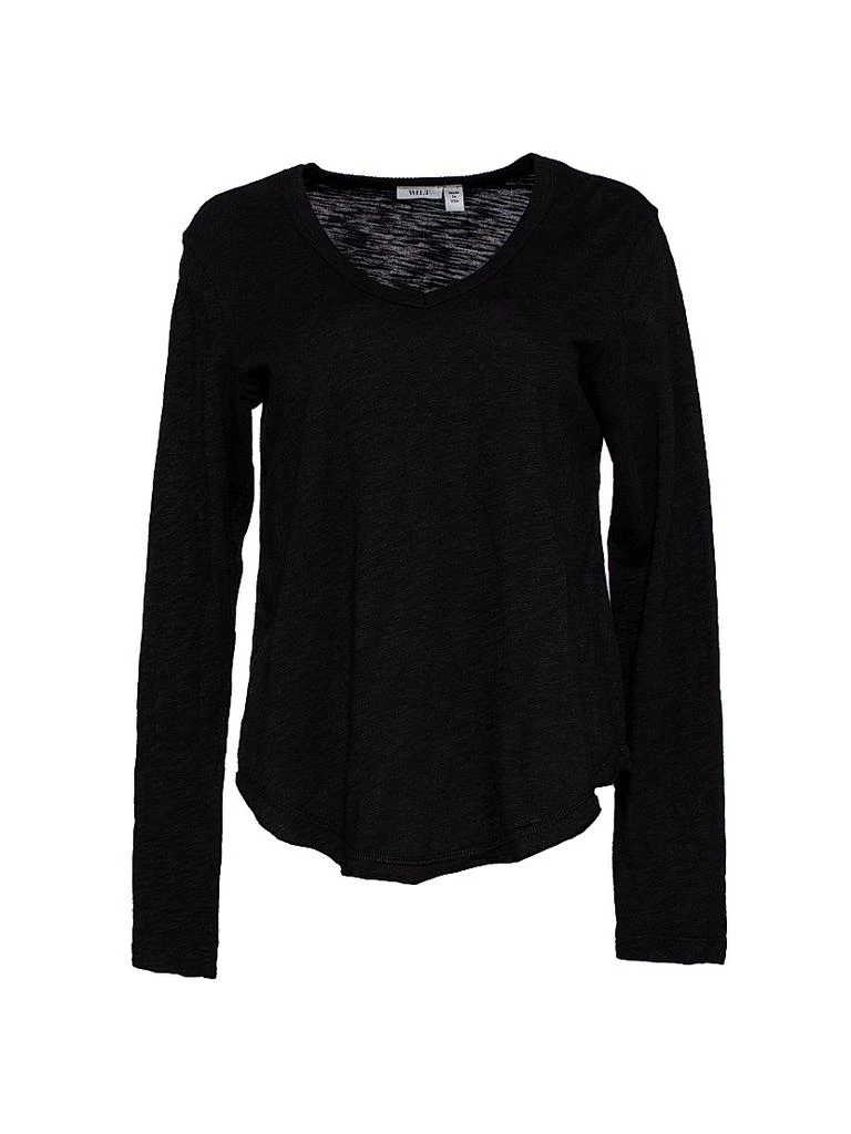 Wilt Long Sleeve V-Neck Raw Hem Shirttail 1