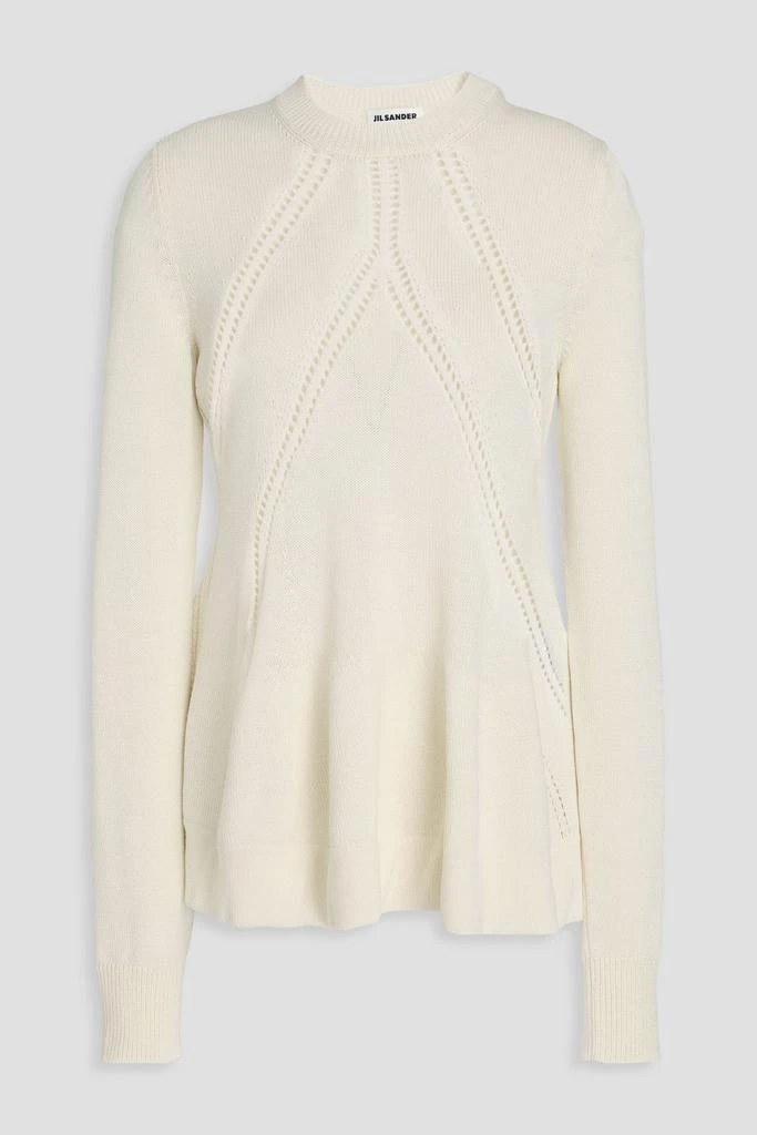 Jil Sander Pointelle-knit wool and cotton-blend sweater 1