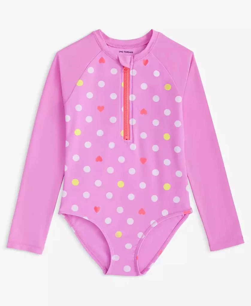 Epic Threads Toddler And Little Girls Playful Heart Dot Long-Sleeve Rash Guard, Exclusively at Macy's 1
