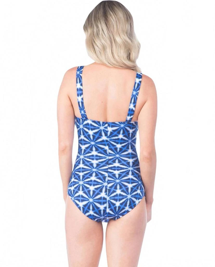 Maxine of Hollywood Prismatic Sarong One Piece Swimsuit In Cobalt 2
