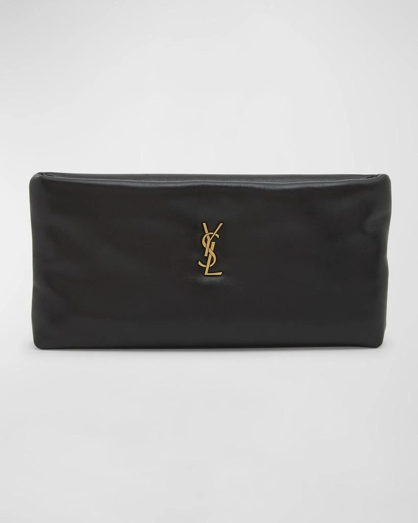Yves Saint Laurent Calypso Ziptop YSL Clutch Bag in Smooth Padded Leather 1