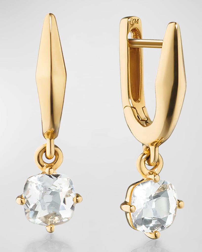 Monica Rich Kosann 18K Yellow Gold Points North Drop Earrings with Rock Crystals