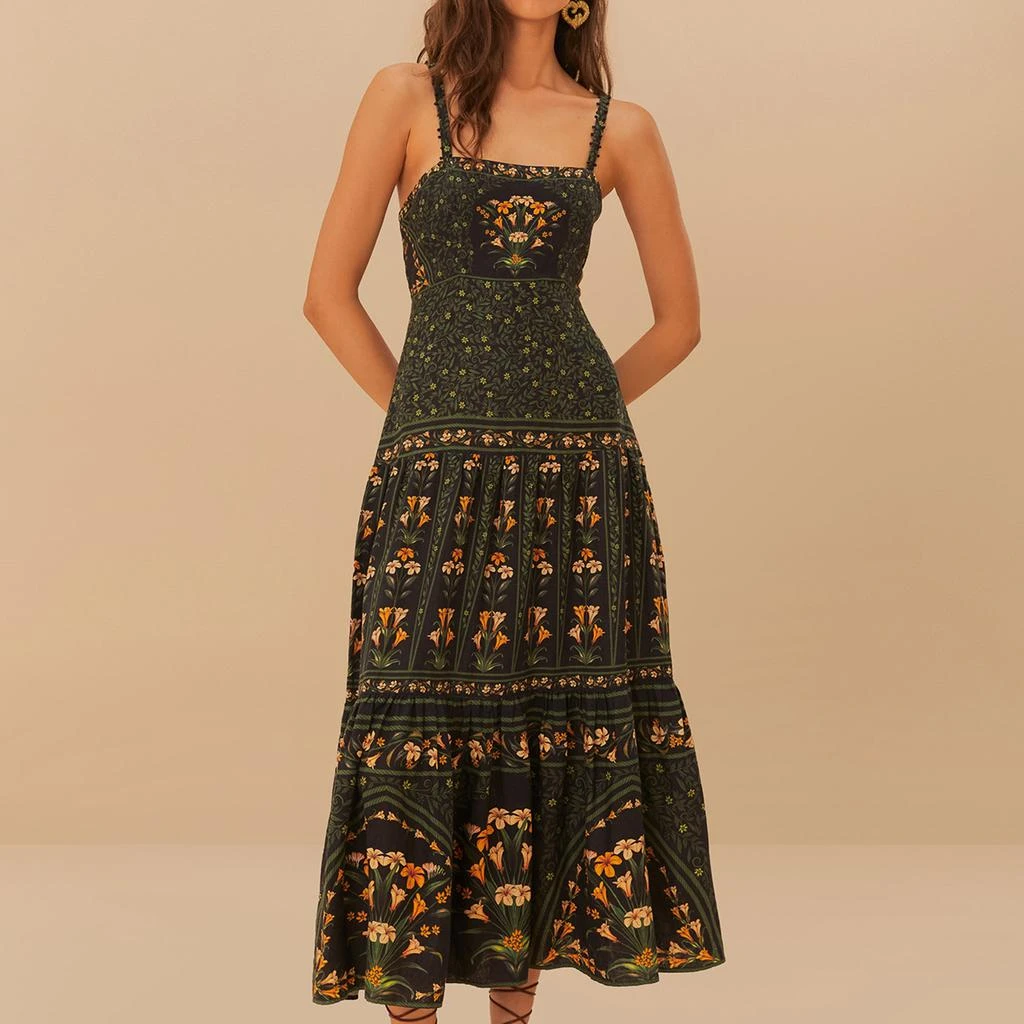 Farm Rio Flowers Arch Linen-Blend Maxi Dress 1